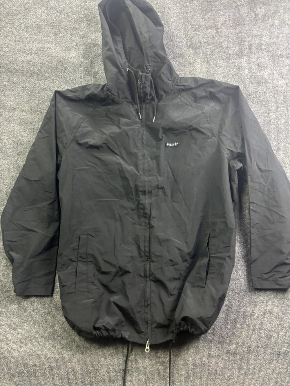 Volcom Jacket Mens XL Black‎ Hooded Windbreaker Full Zip Water Repellent Outdoor